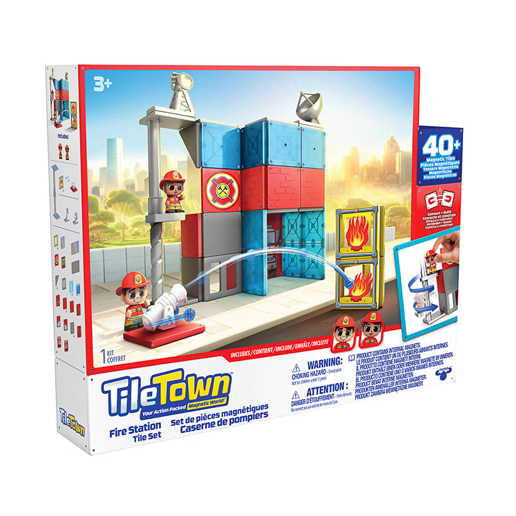 Tile Town Fire House Magnetic Tile Construction Set